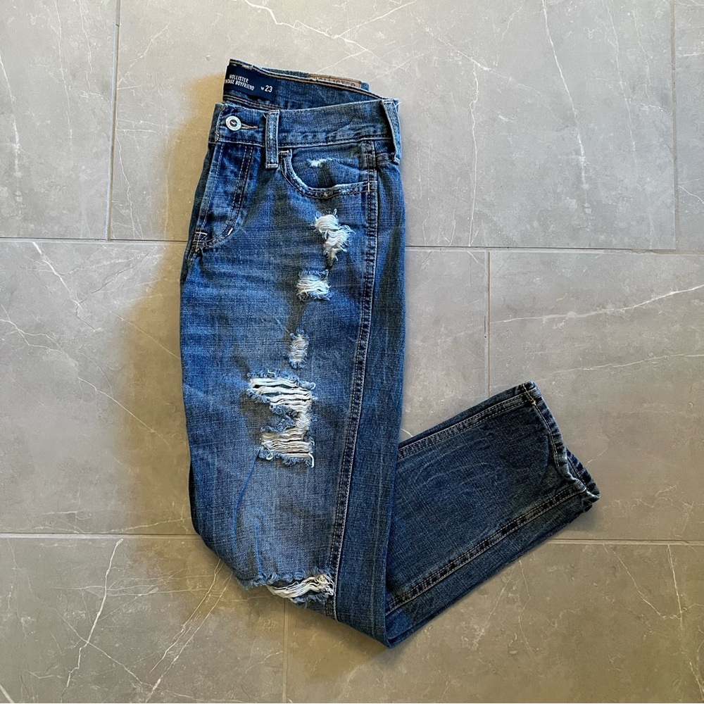 Hollister vintage boyfriend medium distressed wash jeans size 00